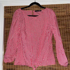 Red & White Gingham Blouse, Size M